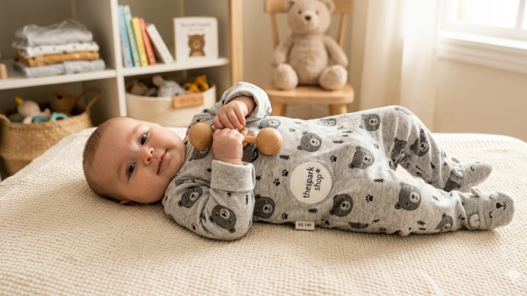 RS 149 Bear Design Long-Sleeve Baby Jumpsuit TheSpark Shop: Best Quality
